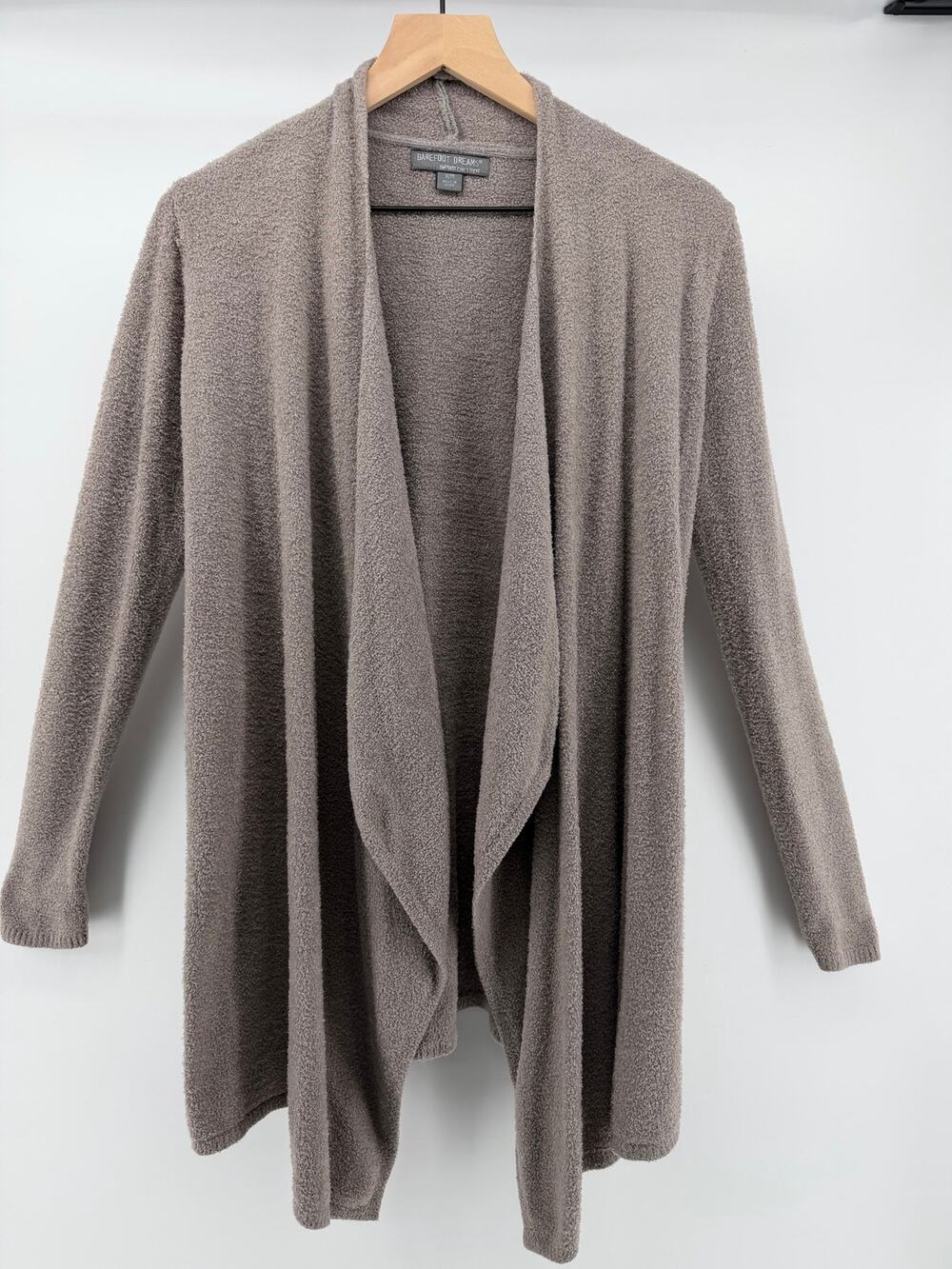 Barefoot Dreams Bamboo Chic Lite Calypso Wrap Cardigan Taupe Grey Open S/M